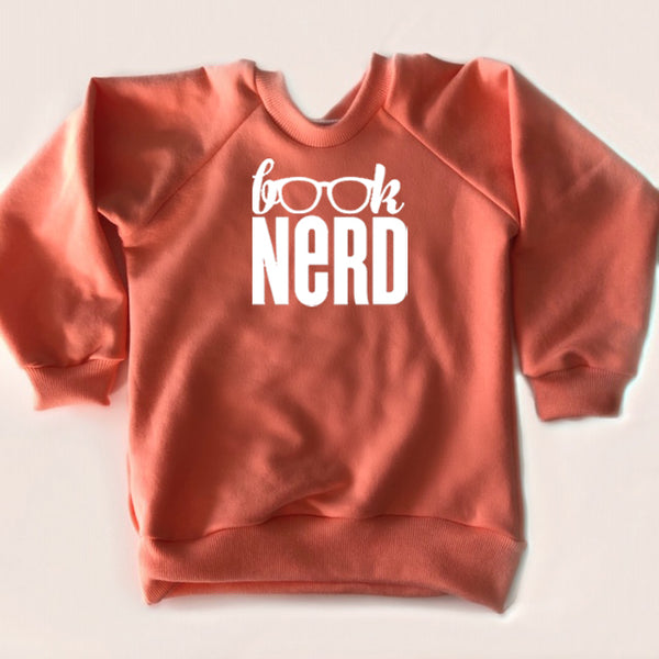 Child Crewneck Bamboo Fleece Top Book Nerd in Two Colours