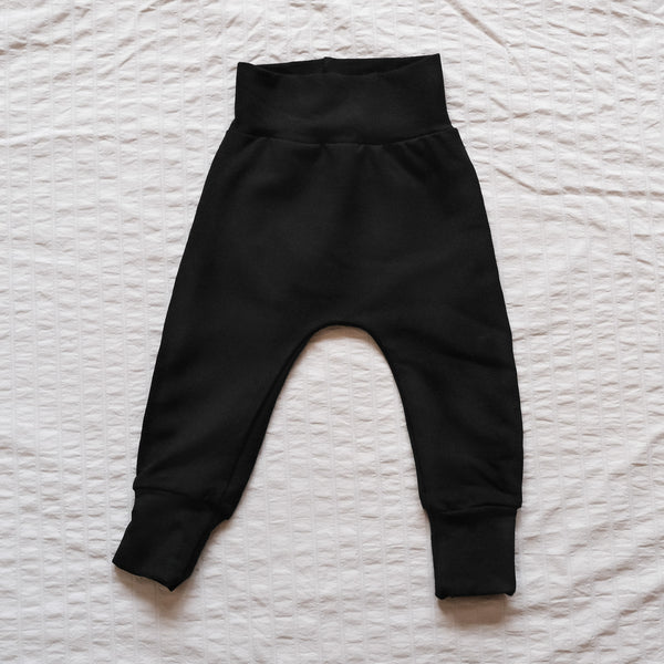Children's Winter Harem Pants Bamboo Fleece Black and Melon