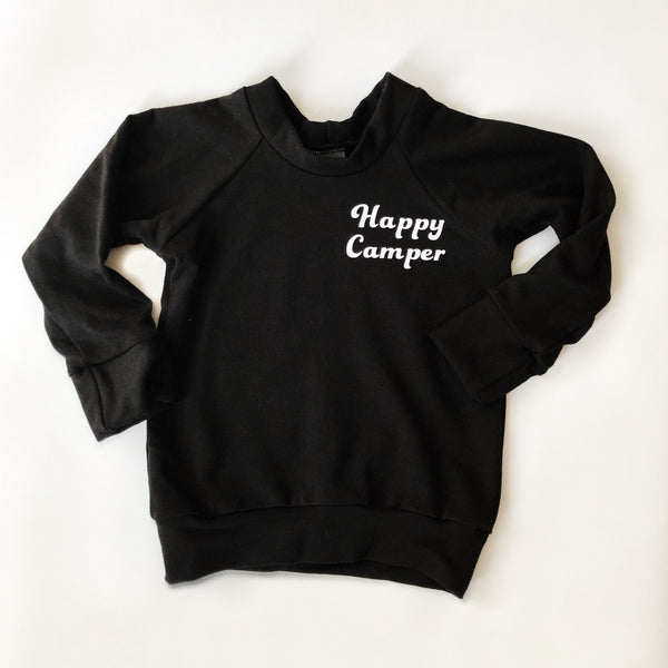 Child's Crewneck Bamboo Happy Camper in Black