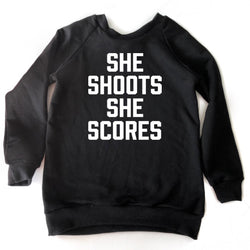 Child Crewneck Bamboo Fleece Top She Shoots She Scores in Two Colours