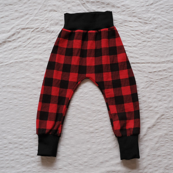 Harem Pants Waffle Cotton Buffalo Plaid