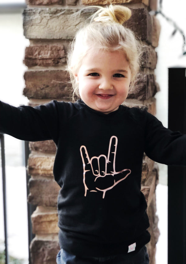 Crew Neck I Love You Long Sleeve T Rose Gold