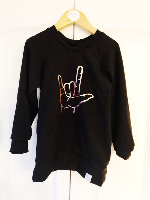 Crew Neck I Love You Long Sleeve T Rose Gold