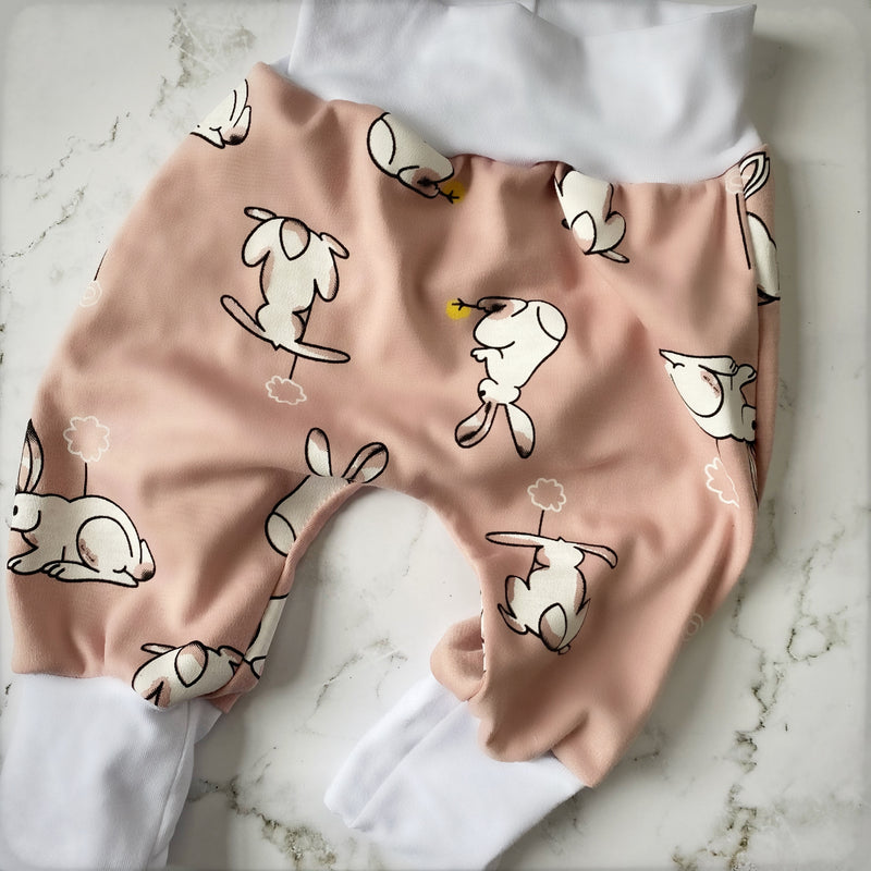 Kids Harem Pants in Blush Bunny